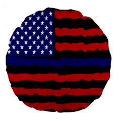 Flag American Line Star Red Blue White Black Beauty Large 18  Premium Flano Round Cushions