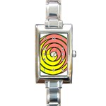 Double Spiral Thick Lines Circle Rectangle Italian Charm Watch Front