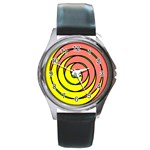 Double Spiral Thick Lines Circle Round Metal Watch Front