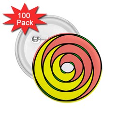 Double Spiral Thick Lines Circle 2 25  Buttons (100 Pack) 