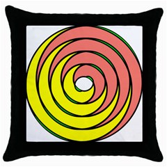 Double Spiral Thick Lines Circle Throw Pillow Case (black)