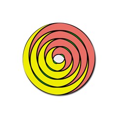 Double Spiral Thick Lines Circle Rubber Coaster (round) 