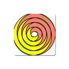 Double Spiral Thick Lines Circle Square Magnet by Mariart