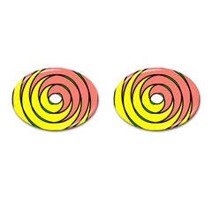 Double Spiral Thick Lines Circle Cufflinks (oval) by Mariart