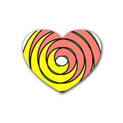 Double Spiral Thick Lines Circle Rubber Coaster (heart)  by Mariart