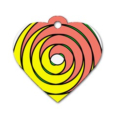 Double Spiral Thick Lines Circle Dog Tag Heart (one Side)