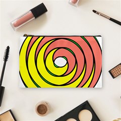 Double Spiral Thick Lines Circle Cosmetic Bag (medium)  by Mariart