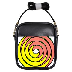 Double Spiral Thick Lines Circle Girls Sling Bags by Mariart