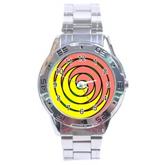 Double Spiral Thick Lines Circle Stainless Steel Analogue Watch by Mariart