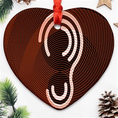 Fan Line Chevron Wave Brown Ornament (heart) by Mariart