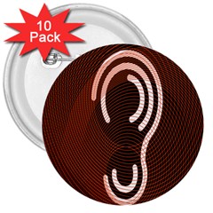 Fan Line Chevron Wave Brown 3  Buttons (10 Pack) 