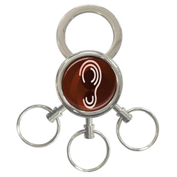 Fan Line Chevron Wave Brown 3-Ring Key Chains