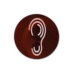 Fan Line Chevron Wave Brown Rubber Coaster (round) 