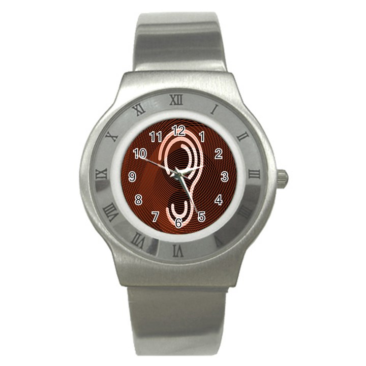 Fan Line Chevron Wave Brown Stainless Steel Watch