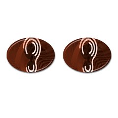 Fan Line Chevron Wave Brown Cufflinks (oval) by Mariart