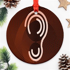 Fan Line Chevron Wave Brown Round Ornament (two Sides) by Mariart