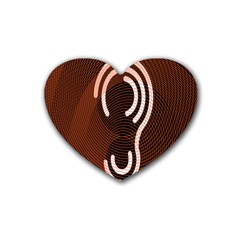 Fan Line Chevron Wave Brown Rubber Coaster (heart) 