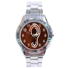 Fan Line Chevron Wave Brown Stainless Steel Analogue Watch by Mariart