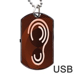 Fan Line Chevron Wave Brown Dog Tag Usb Flash (two Sides) by Mariart