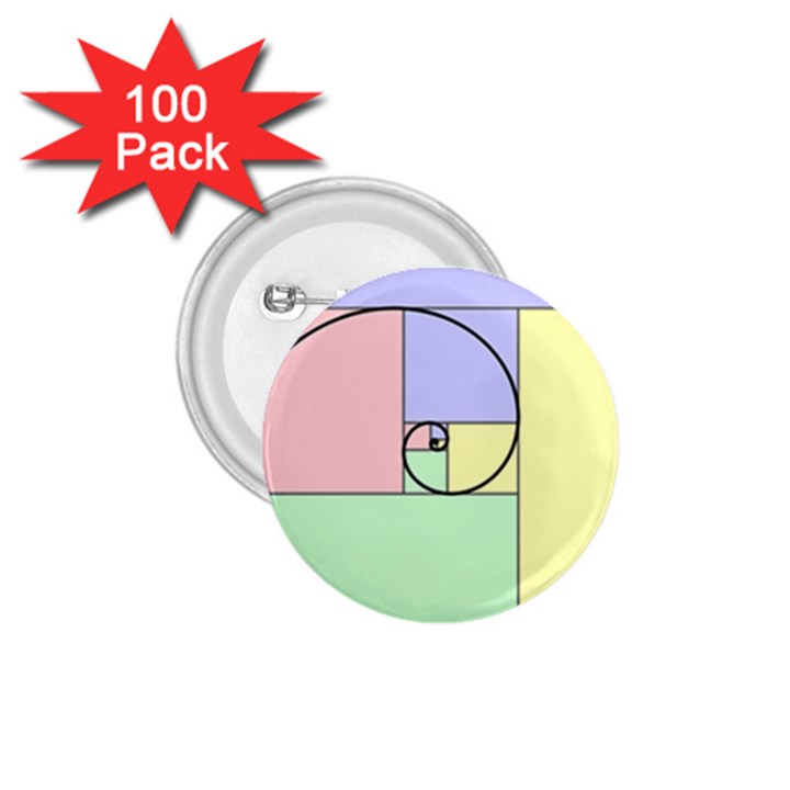 Golden Spiral Logarithmic Color 1.75  Buttons (100 pack) 