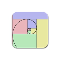 Golden Spiral Logarithmic Color Rubber Square Coaster (4 Pack) 