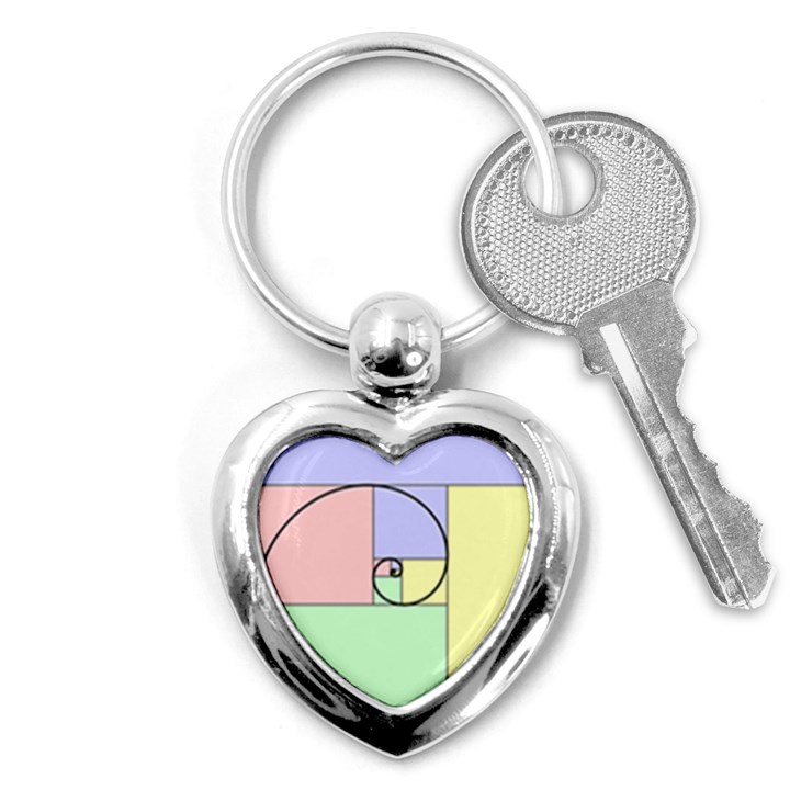 Golden Spiral Logarithmic Color Key Chains (Heart) 