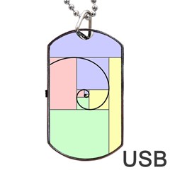 Golden Spiral Logarithmic Color Dog Tag Usb Flash (two Sides) by Mariart