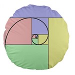 Golden Spiral Logarithmic Color Large 18  Premium Flano Round Cushions Back