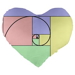 Golden Spiral Logarithmic Color Large 19  Premium Flano Heart Shape Cushions by Mariart