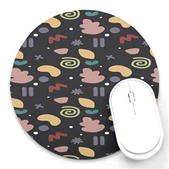 Funky Pattern Polka Wave Chevron Monster Round Mousepads by Mariart