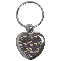 Funky Pattern Polka Wave Chevron Monster Key Chains (heart)  by Mariart