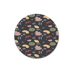 Funky Pattern Polka Wave Chevron Monster Magnet 3  (round)