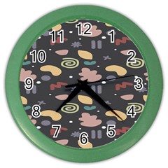 Funky Pattern Polka Wave Chevron Monster Color Wall Clocks by Mariart