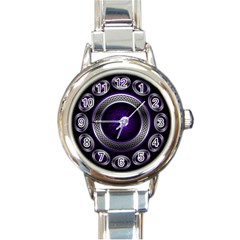 Digital Celtic Clock Template Time Number Purple Round Italian Charm Watch