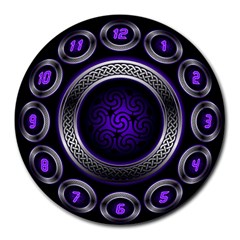 Digital Celtic Clock Template Time Number Purple Round Mousepads by Mariart