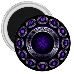 Digital Celtic Clock Template Time Number Purple 3  Magnets by Mariart