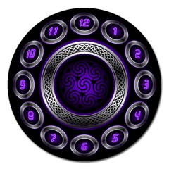 Digital Celtic Clock Template Time Number Purple Magnet 5  (round) by Mariart