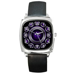 Digital Celtic Clock Template Time Number Purple Square Metal Watch by Mariart