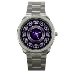 Digital Celtic Clock Template Time Number Purple Sport Metal Watch by Mariart