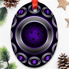 Digital Celtic Clock Template Time Number Purple Oval Ornament (two Sides) by Mariart