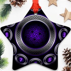 Digital Celtic Clock Template Time Number Purple Star Ornament (two Sides) by Mariart