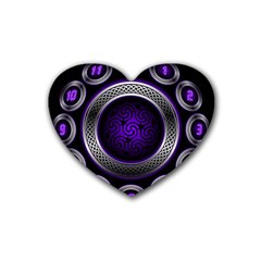 Digital Celtic Clock Template Time Number Purple Rubber Coaster (heart)  by Mariart