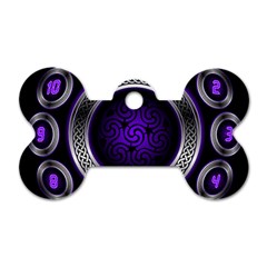 Digital Celtic Clock Template Time Number Purple Dog Tag Bone (one Side) by Mariart