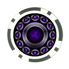 Digital Celtic Clock Template Time Number Purple Poker Chip Card Guard by Mariart