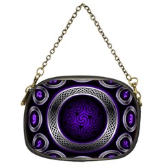 Digital Celtic Clock Template Time Number Purple Chain Purses (one Side) 