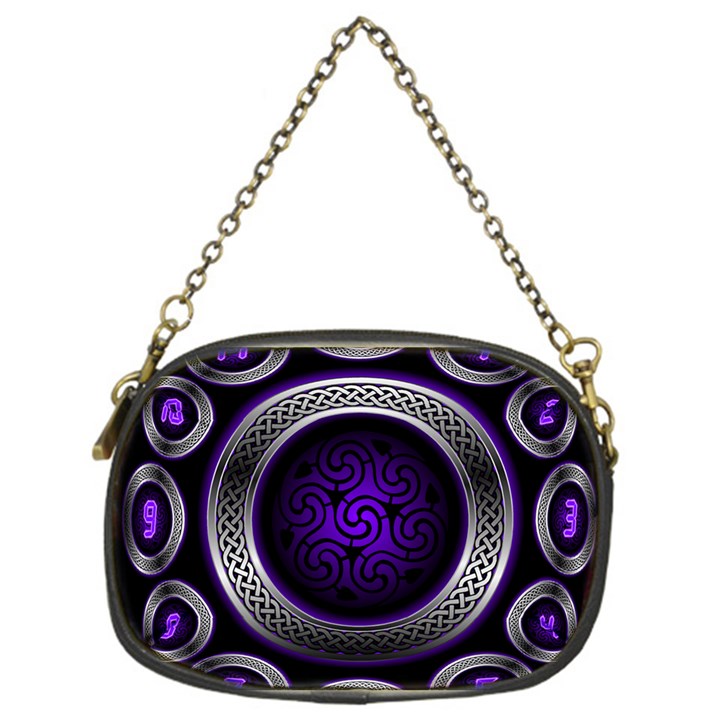 Digital Celtic Clock Template Time Number Purple Chain Purses (One Side) 