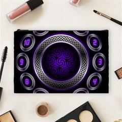 Digital Celtic Clock Template Time Number Purple Cosmetic Bag (large)  by Mariart