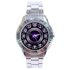 Digital Celtic Clock Template Time Number Purple Stainless Steel Analogue Watch by Mariart