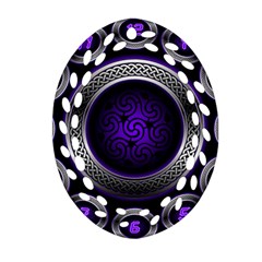 Digital Celtic Clock Template Time Number Purple Oval Filigree Ornament (two Sides)