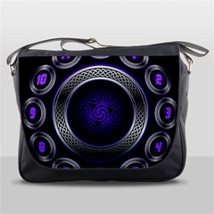 Digital Celtic Clock Template Time Number Purple Messenger Bags by Mariart